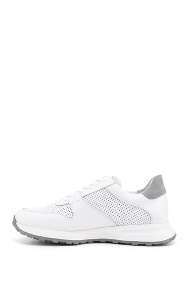 Erkek Beyaz Bağcıklı Hakiki Deri Comfort Sneaker