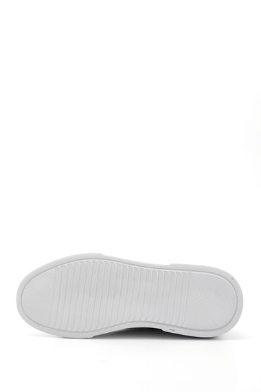 Erkek Beyaz Bağcıklı Hakiki Deri Sneaker