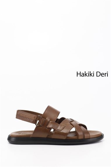 Erkek Ceviz Hakiki Deri Comfort Sandalet