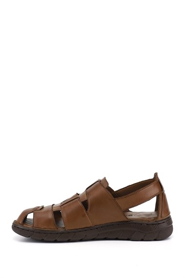 Erkek Ceviz Hakiki Deri Comfort Sandalet