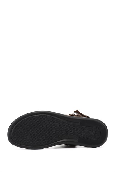 Erkek Ceviz Tokalı Hakiki Deri Comfort Sandalet