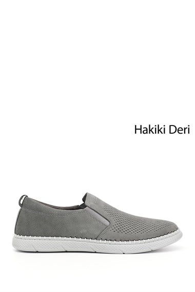 Erkek Gri Nubuk Hakiki Deri Comfort Ayakkabı