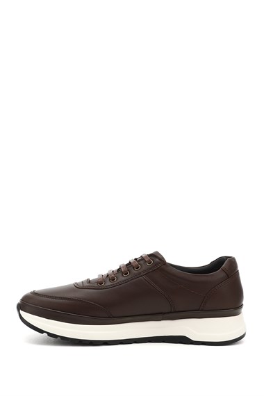 Erkek Kahve Antik Bağcıklı Hakiki Deri Comfort Sneaker