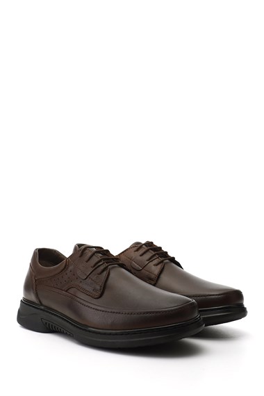 Mens Coffee Antique Lace-up Genuine Leather Comfort Shoes