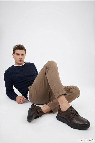 Mens Brown Antique Genuine Leather Comfort Shoes