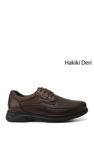 Mens Coffee Antique Lace-up Genuine Leather Comfort Shoes