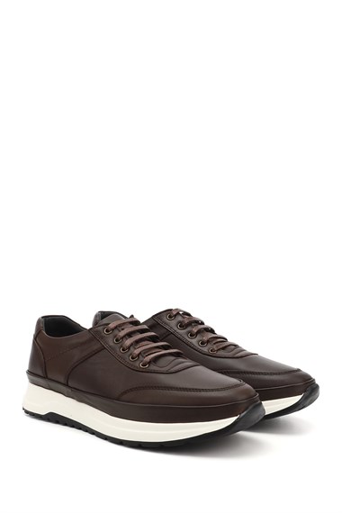 Erkek Kahve Antik Bağcıklı Hakiki Deri Comfort Sneaker
