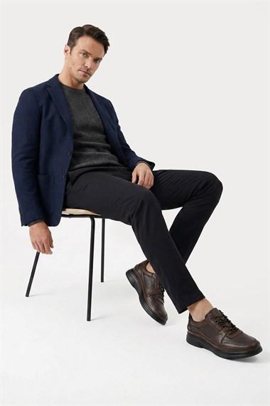 Mens Coffee Antique Lace-up Rubber Sole Genuine Leather Sneaker