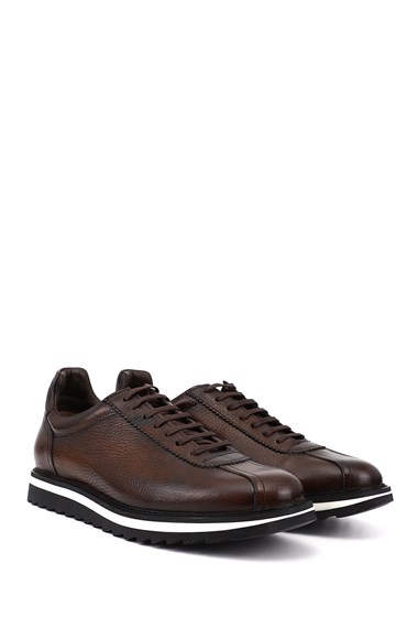 Mens Brown Antique Laced Genuine Leather Comfort Sneaker