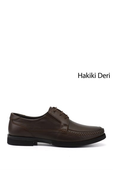 Erkek Kahve Antik Bağcıklı Hakiki Deri Klasik Ayakkabı