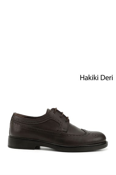 Erkek Kahve Antik Bağcıklı Hakiki Deri Klasik Ayakkabı
