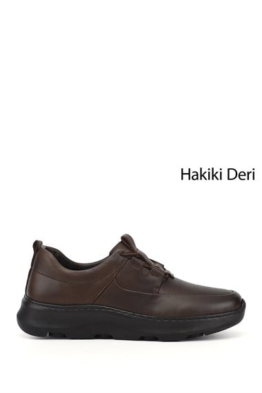 Erkek Kahve Antik Bağcıklı Hakiki Deri Comfort Sneaker