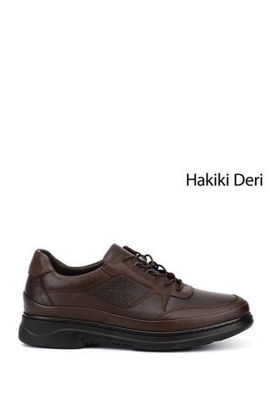 Mens Coffee Antique Lace-up Rubber Sole Genuine Leather Sneaker