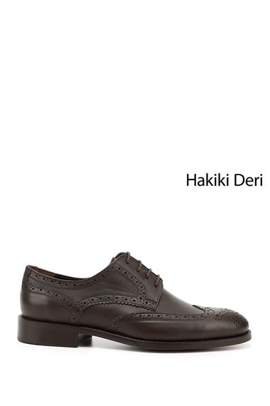 Erkek Kahve Antik Bağcıklı Hakiki Deri Klasik Ayakkabı