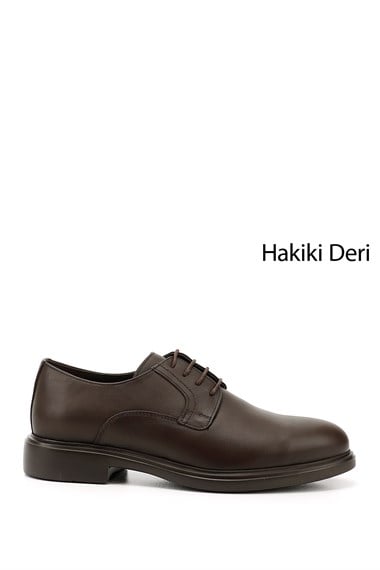 Erkek Kahve Antik Bağcıklı Hakiki Deri Klasik Oxford Ayakkabı