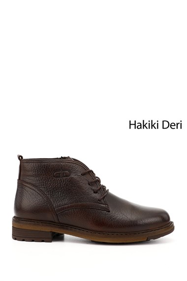 Erkek Kahve Antik Bağcıklı Kauçuk Taban Hakiki Deri klasik Bot