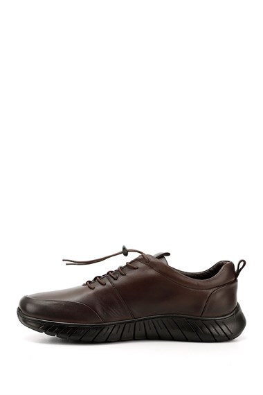 Mens Brown Antique Lace-Up Rubber Sole Genuine Leather Sneakers