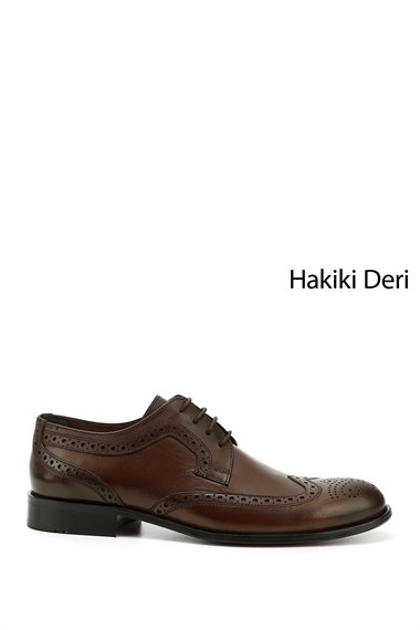 Erkek Kahve Antik Bağcıklı Kösele Taban Hakiki Deri Klasik Ayakkabı