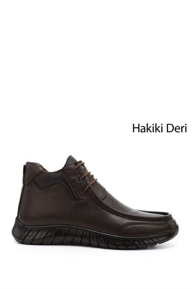 Erkek Kahve Antik Fermuarlı Hakiki Deri  Bot