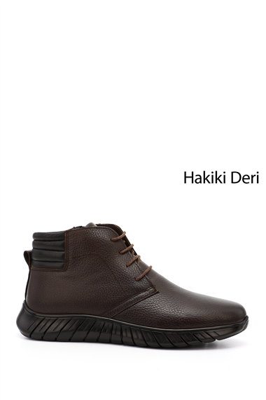Erkek Kahve Antik Fermuarlı Hakiki Deri Bot