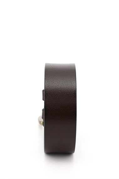 Erkek Kahve Antik Hakiki Deri 4 Cm Kot Kemeri
