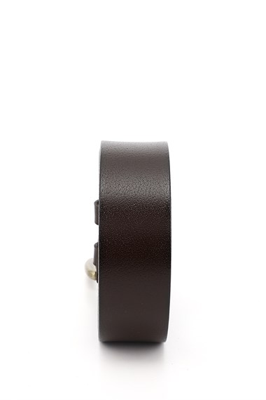 Erkek Kahve Antik Hakiki Deri 4 Cm Kot Kemeri