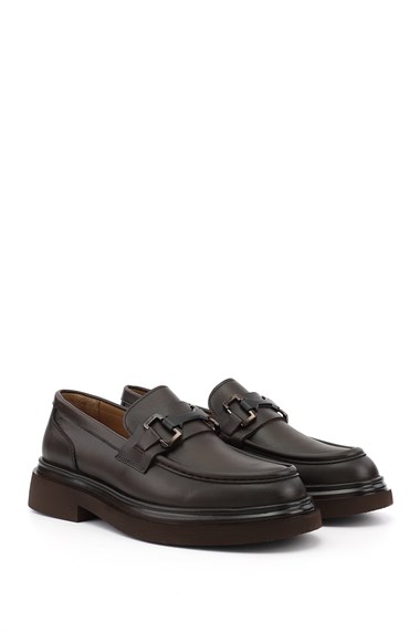 Mens Brown Antique Genuine Leather Loafer Shoes