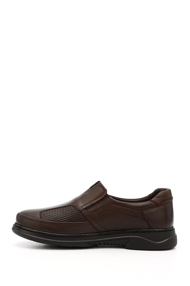 Mens Coffee Brown Antique Bone Design Genuine Leather Shoes