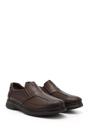 Mens Coffee Brown Antique Bone Design Genuine Leather Shoes
