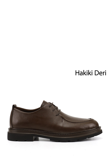 Erkek Kahve Floter Bağcıklı Hakiki Deri Klasik Ayakkabı
