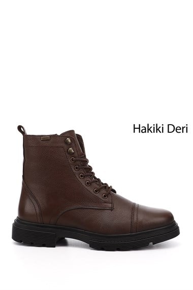 Erkek Kahve Floter Fermuarlı Hakiki Deri Postal Bot