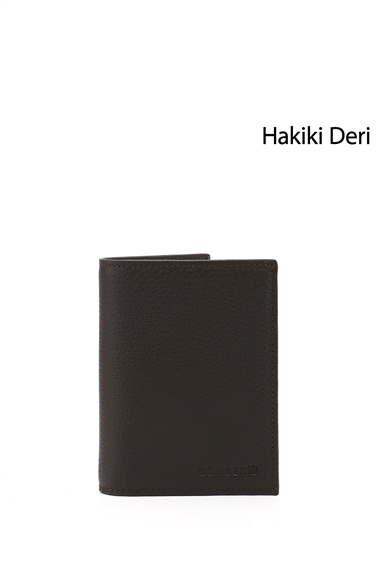 Erkek Kahve Floter Hakiki Deri Dikey Cüzdan
