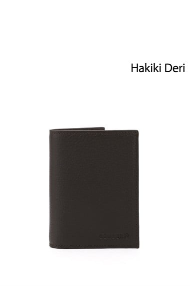 Erkek Kahve Floter Hakiki Deri Dikey Cüzdan