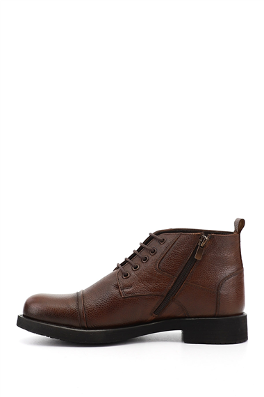 Mens Coffee Floter Genuine Leather Zip-Up Boots