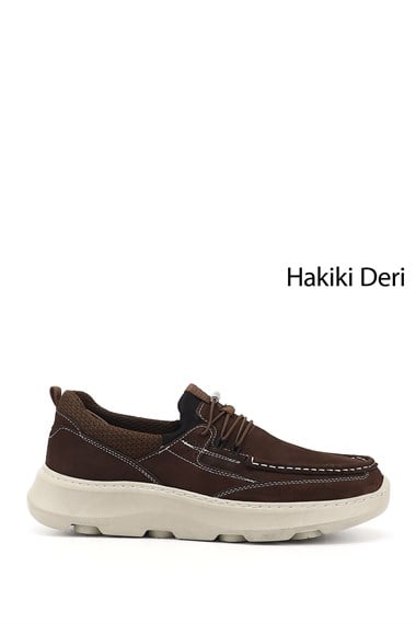 Erkek Kahve Nubuk Bağcıklı Hakiki Deri Comfort Ayakkabı
