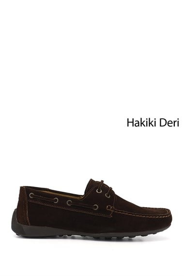 Erkek Kahve Süet Rok Hakiki Deri Bağcıklı Ayakkabı