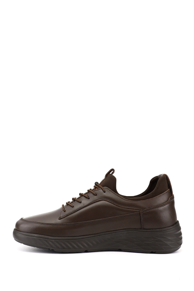 Erkek Kahverengi Bağcıklı Hakiki Deri Sneaker
