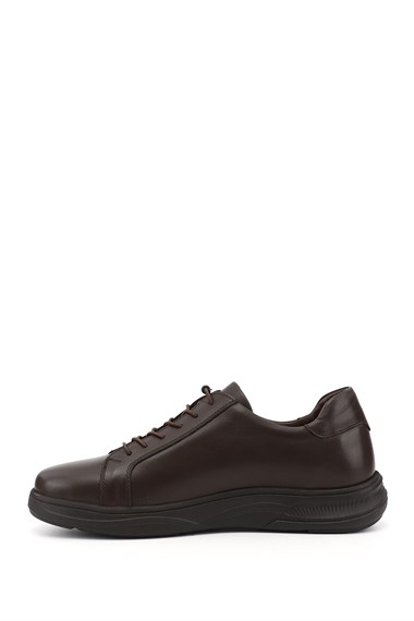 Erkek Kahverengi Bağcıklı Hakiki Deri Sneaker