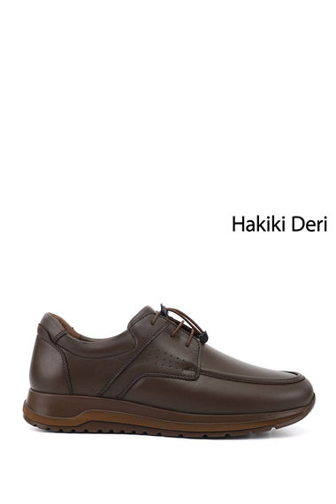 Erkek Kahverengi Bağcıklı Hakiki Deri Ayakkabı