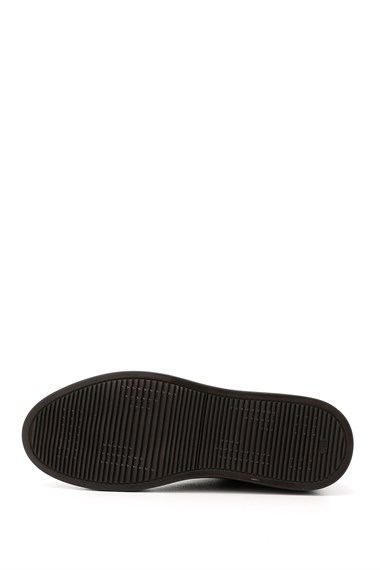 Erkek Kahverengi Bağcıklı Kauçuk Taban Hakiki Deri Sneaker