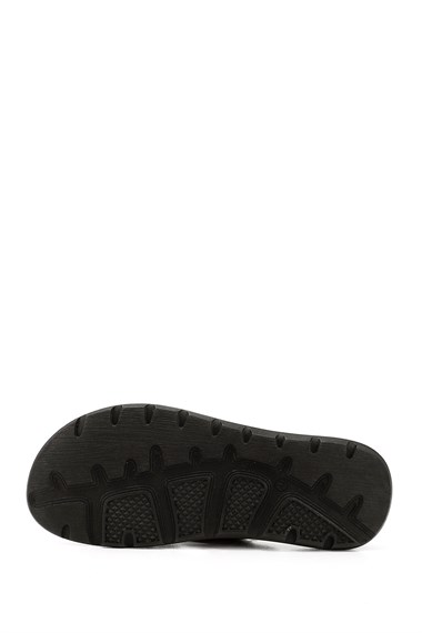 Mens Brown Cross-Strap Genuine Leather Slippers
