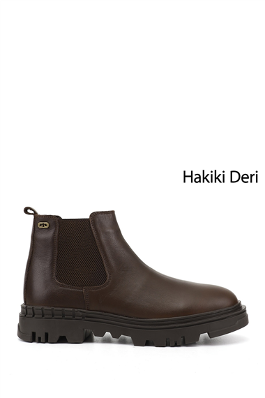 Mens Brown Zippered Genuine Leather Chelsea Boots