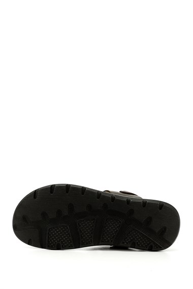 Erkek Kahverengi Hakiki Deri Comfort Sandalet