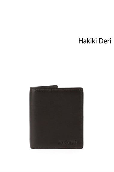 Erkek Kahverengi Hakiki Deri Dikey Cüzdan