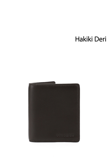 Erkek Kahverengi Hakiki Deri Dikey Cüzdan