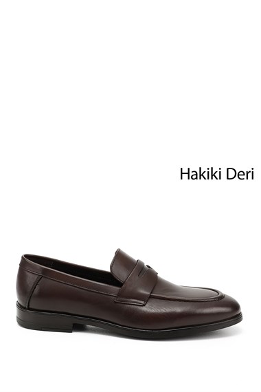 Mens Brown Genuine Leather Loafer Shoes