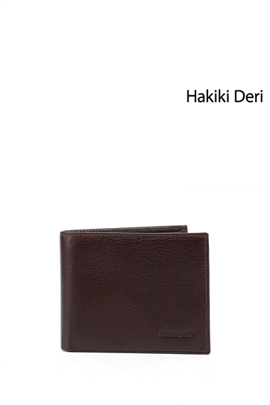Erkek Kahverengi Hakiki Deri Yatay Cüzdan