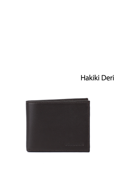 Erkek Kahverengi Hakiki Deri Yatay Cüzdan