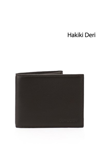Erkek Kahverengi Hakiki Deri Yatay Cüzdan