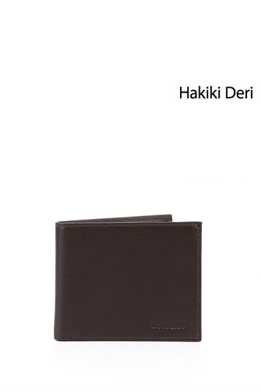 Erkek Kahverengi Hakiki Deri Yatay Cüzdan